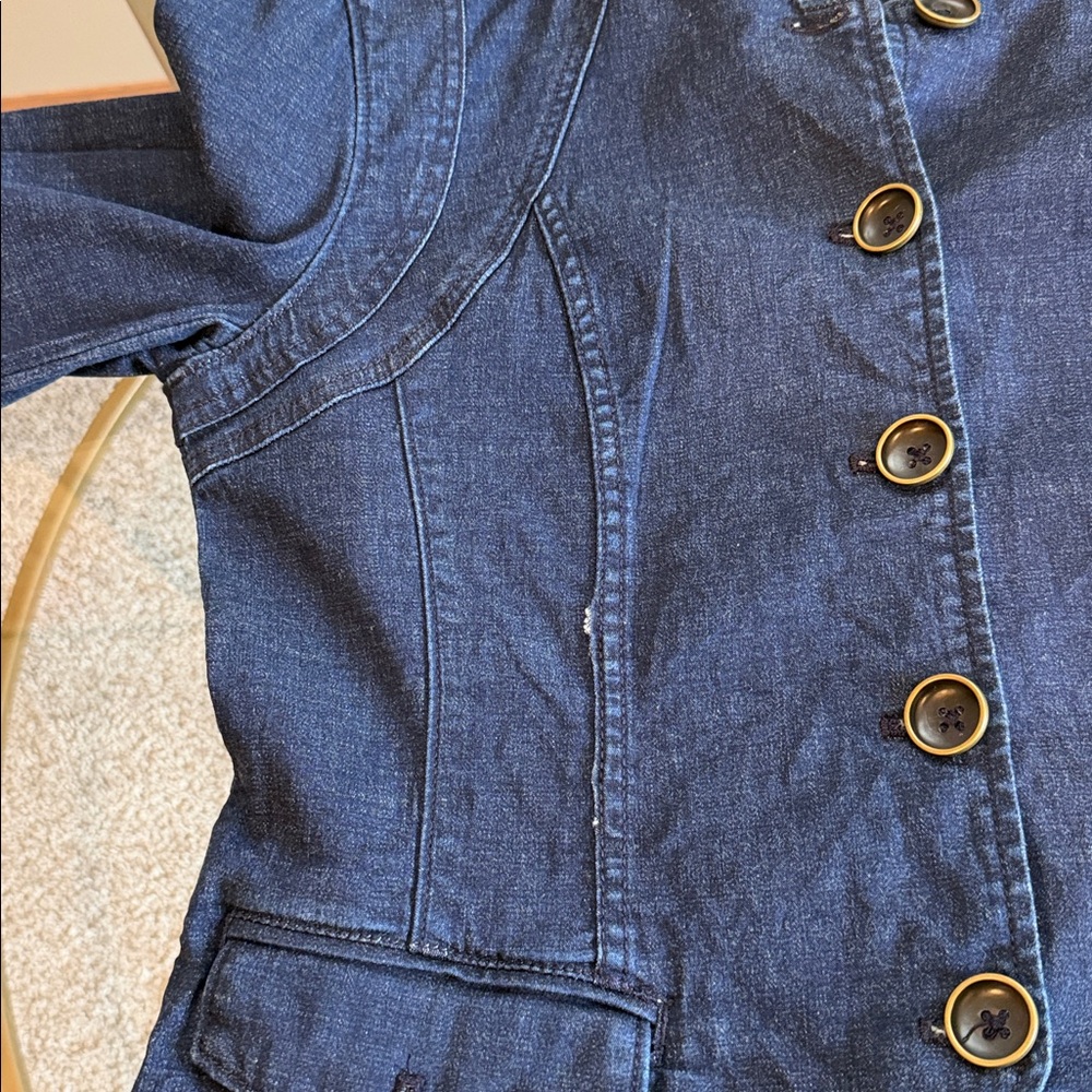 White House Black Market Denim Jacket with mandarin collar Size 4 - Picture 13 of 16